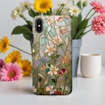 Personalized Floral  Stained Glass Phone Case with Initial for iPhone Samsung Anniversary Birthday Gift for Friend Family