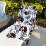 Personalized Pet Photo Paw Print Quick Dry Beach Towel with Name Beach Accessories Vacation Gift for Cat Dog Lover