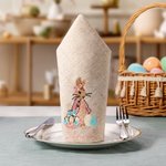Personalized Cute Embroidered Name Peter Rabbit Linen Napkin Easter Table Decor Housewarming Gift for Family Friends