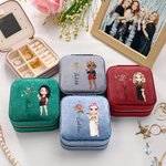 Personalised Zodiac Birth Flower Cartoon Character Flannel Mirror Jewellery Box with Name Birthday Mother's Day Gift for Women