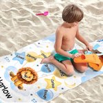 Personalized Watercolour Cartoon Animal Oversized Quick Dry Beach Towel with Name Birthday Vacation Accessories Gift for Kid