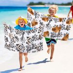 Personalized Pet Photo Paw Print Quick Dry Beach Towel with Name Beach Accessories Vacation Gift for Cat Dog Lover