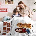 Personalisierte Weiche Decke mit Cartoon-Mädchen Hunden und Namen Dekoration Geburtstagsgeschenk für Tierliebhaber
