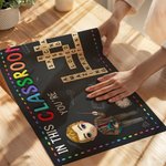 Personalized Cartoon Teacher Crossword Puzzle Art Canvas Poster Framed Frameless Painting with Name Classroom Decor Teacher's Day Gift for Teacher