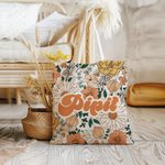 Sac en toile personnalisé réutilisable Boho avec nom Accessoires de voyage Cadeau de fête des mères Cadeau d'anniversaire pour femmes Filles