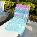 Personalized Colourful Oversized Quick Dry Striped Beach Towel with Name Summber Vacation Essentials Gift for Women Men