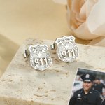 Personalisierte Polizeiabzeichen Unisex Ohrstecker mit Abteilung und Nummer Polizei Tag Geburtstag Wertschätzung Geschenk für Polizisten Familie