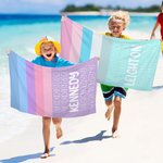 Personalized Colourful Oversized Quick Dry Striped Beach Towel with Name Summber Vacation Essentials Gift for Women Men
