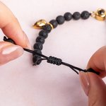 Personalized Photo Projection Beaded Elastic Bracelet Set of 2 with Engraved Initial Birthday Valentine's Day Anniversary Gift for Couples Friends