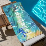 Personalized Oversized Quick Dry Tie Dye Beach Towel with Name Birthday Summer Vacation Party Gift for Her