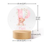 Veilleuse LED en Acrylique Personnalisée avec Nom et Initiale Style d'Ourson Cadeau Anniversaire pour Garçon et Fille