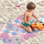 Personalized Oversized Quick Dry Retro Colourful Daisy Beach Towel with Name Birthday Summer Vacation Party Gift for Her