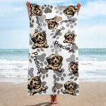 Personalized Pet Photo Paw Print Quick Dry Beach Towel with Name Beach Accessories Vacation Gift for Cat Dog Lover