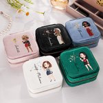 Personalised Zodiac Birth Flower Cartoon Character Flannel Mirror Jewellery Box with Name Birthday Mother's Day Gift for Women