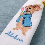 Personalized Cute Embroidered Name Peter Rabbit Linen Napkin Easter Table Decor Housewarming Gift for Family Friends
