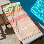 Personalized Colourful Oversized Quick Dry Striped Beach Towel with Name Summber Vacation Essentials Gift for Women Men