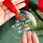 Personalized The Year We Swiped Right Christmas Ornament with Names and Year Tree Hanging Valentine's Day Christmas Gift for Online Dating Couple