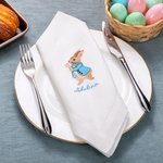 Personalized Cute Embroidered Name Peter Rabbit Linen Napkin Easter Table Decor Housewarming Gift for Family Friends