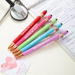 Henkilökohtainen monivärinen EKG ja sydämen muotoilu 5 kpl 0.5mm 2-in-1 Stylus Touch Pen Set teksti ja kortti Sairaanhoitaja viikko lahja Medical Staffille