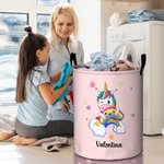 Personalized Cute Cartoon Monster Dinosaur Large Waterproof Name Laundry Storage Basket with Handle Nursery Decor Birthday Gift for Boys Girls