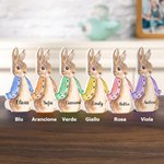 Decorazione Peter Rabbit in legno conigli personalizzati con 1-12 nomi ornamento con base regalo di Pasqua per famiglia