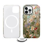 Personalized Floral  Stained Glass Phone Case with Initial for iPhone Samsung Anniversary Birthday Gift for Friend Family