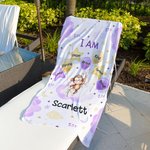 Personalized Watercolour Cartoon Animal Oversized Quick Dry Beach Towel with Name Birthday Vacation Accessories Gift for Kid