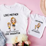 Personalized Cute Cartoon Character 100% Cotton Baby Bodysuit T-shirt Matching Outfit with Name Mother's Day Gift for Mom Kids