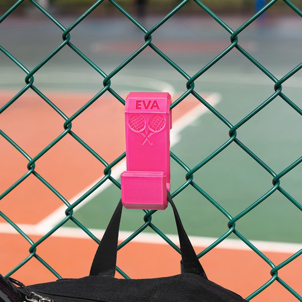 Personalized Multicolour Tennis Bag Hook Fence Hanging with 3D Printed Name Sport Accessories Gift for Tennis Lover