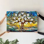 Personalized Glass Art Family Life Tree Oil Frameless Framed Painting with 2-20 Names and Texts Home Decor Mother's Day Birthday Gift for Mom Grandma