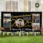 Personalised Congratulations Class of 2025 Graduate Photo Collages Banner with 3-17 Photos and Name Party Decor Graduation Gift for Graduates