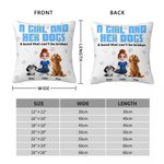 Personalized Unbreakable Bond 3D Cartoon Girl and Her Dogs Throw Pillow Cover with 1-5 Names Birthday Housewarming Gift for Dog Owners