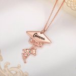 Personalized Cute Bear Graduation Necklace with Engraved Name and Birthstone Graduation Gift for Class of 2025 Graduates