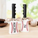 Personalized Loud Bow Baseball Shape Sports Cowbell Noise Maker with Handle and Name Sports Events Party Concert Gift for Parents of Athletes Coach