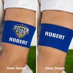 Brassard de Capitaine Élastique Personnalisé avec Image et Texte Cadeau d'Anniversaire pour Enfants Amoureux Épique de Sport