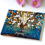 Personalized Glass Art Family Life Tree Oil Frameless Framed Painting with 2-20 Names and Texts Home Decor Mother's Day Birthday Gift for Mom Grandma