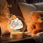 Personalized Rainbow Balloon Baby Teddy Bear Name LED Night Light with Wooden Base Nursery Decor Baby Shower Birthday Gift for Kids