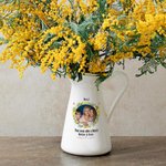 Vase en Céramique Orné de Fleurs de Naissance Personnalisée avec Texte et Photo Cadeau de Fête des Mères pour Femmes
