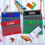 Nombre bordado personalizado Funda de tela Oxford de tres anillas para lápices Carpeta Material de escritorio Regalo de vuelta al cole para niños