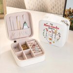 Personalized Mom's Garden Heart 1-12 Birth Flowers PU Leather Jewelry Box Travel Accessory Mother's Day Birthday Gift for Mother Grandma