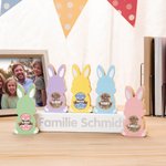 Personalisierte Niedliche LED-Licht Hase Holzdeko mit Namen Sockel Tischdeko Hauseinweihung Muttertag Geschenk für Familie Kinder