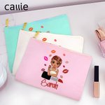 Gepersonaliseerde Lippenstift Mode Meisje Multikleurige Canvas Make-up Tas met Naam Draagbare Reis Verjaardag Bruidsmeisje Cadeau voor Vrouwen