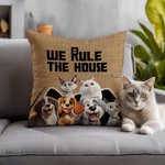 Personalisierte Wir regieren das Haus Cartoon Katze Hund weiches Kissen Abdeckung mit 1-6 Tiernamen Home Decor Geburtstag Housewarming Geschenk für Tierliebhaber