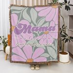 Personalizada We Love You Colorido Diseño Floral Suave Manta con Borlas y 1-16 Nombres de Niños Día de la Madre Cumpleaños Regalo para Mamá Abuela