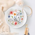 Plat à Bijoux en Céramique Personnalisé avec 1-9 Noms d'Enfants Cadeau d'Anniversaire Fête des Mères pour Maman Grand-Mère