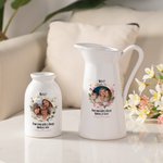 Vase en Céramique Orné de Fleurs de Naissance Personnalisée avec Texte et Photo Cadeau de Fête des Mères pour Femmes