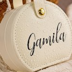 Personalized Simple Name Design PU Leather Hand-held Jewelry Box Portable Travel Essentials Birthday Mother's Day Gift for Women Girls