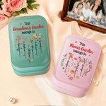 Gepersonaliseerde Moederdag Tuin Hart 1-12 Geboorte Bloemen Leren Sieraden Doos met LED Driekleur Make-up Spiegel Moederdag Verjaardagscadeau voor Mama Oma