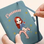 Gepersonaliseerd Cartoon PU Leren Taschennotitieboek met Naam Sterrenbeeld DIN A7 Inspiratie Reizenotities voor Vakantie Dagelijks naar School Cadeau