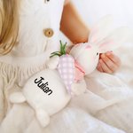 Personalized Cute Tiny Plush Standing Easter Bunny Stuffed Companion Toy with Name Easter Basket Stuffers Holiday Easter Birthday Gift for Kids